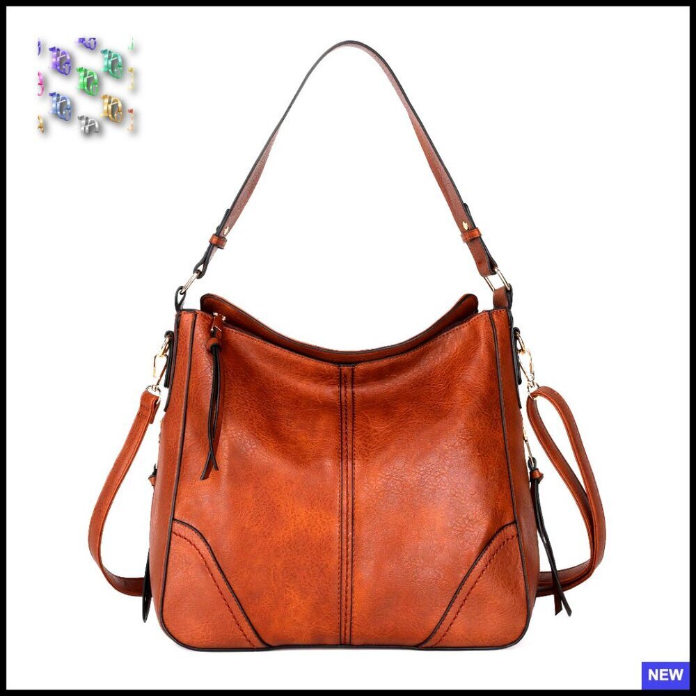 Vegan Leather Hobo Crossbody Bag Large Capacity Multi-Pocket Everyday Purse